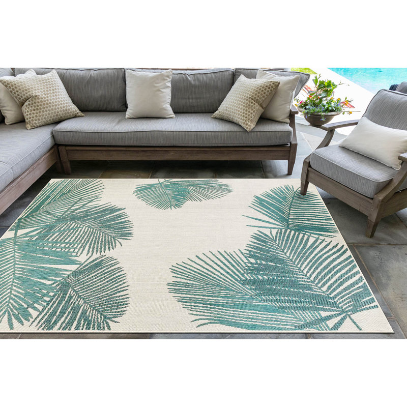 Bay Isle Home Bradly Palm Aqua Indoor/Outdoor Area Rug & Reviews Wayfair